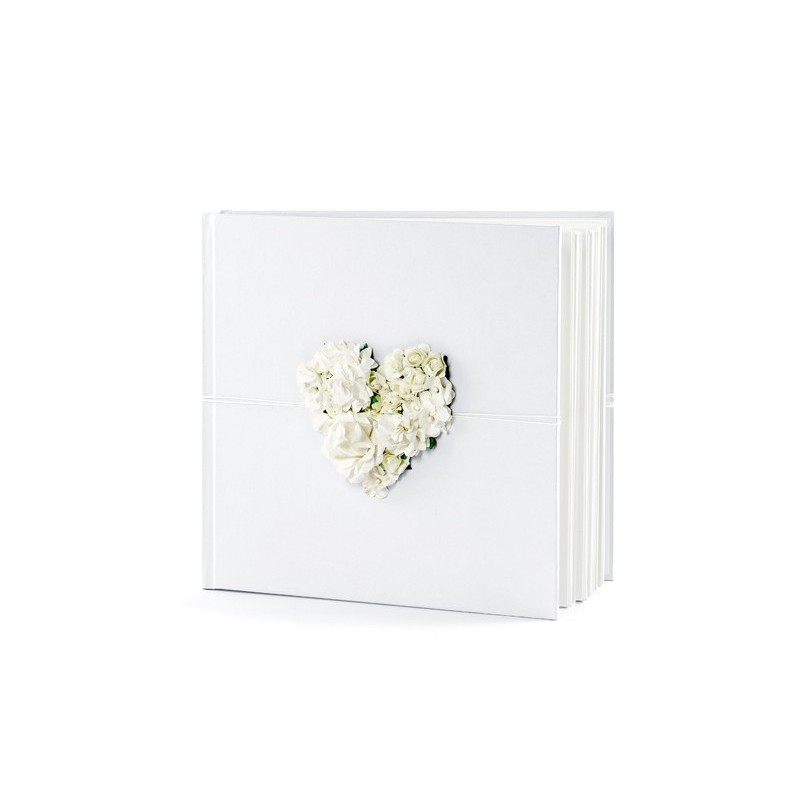 Księga gości weselnych biała złota kwiaty wesele - 1