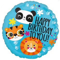 Balon foliowy happy birthday zwierzęta dla dzieci