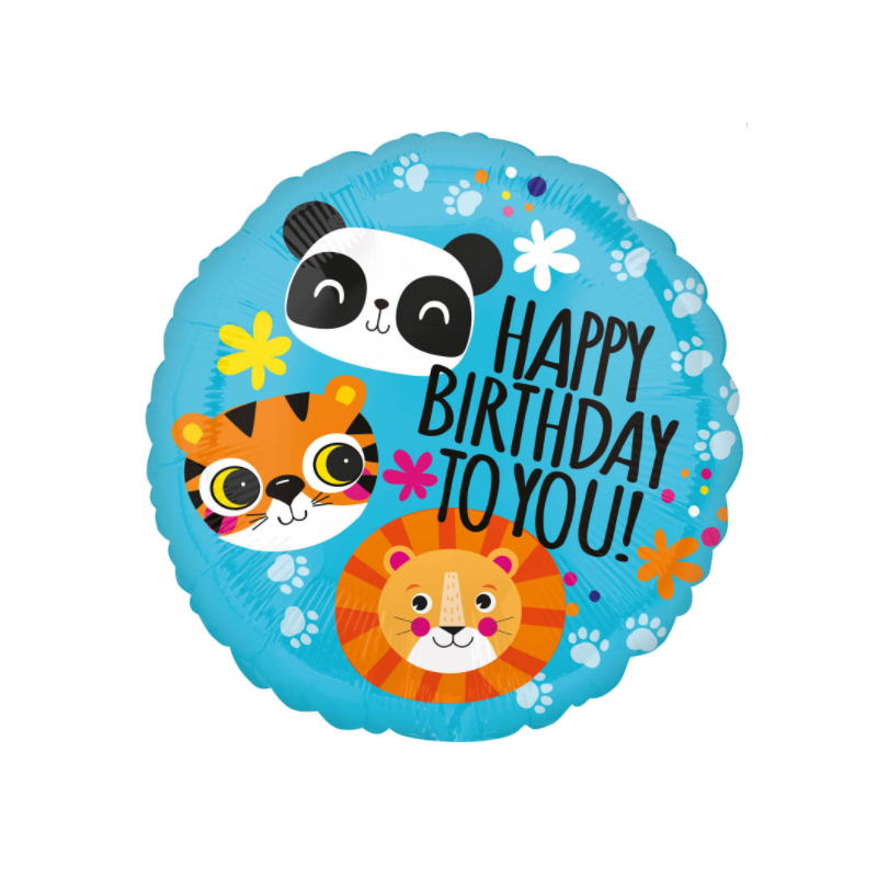 Balon foliowy happy birthday zwierzęta dla dzieci - 1
