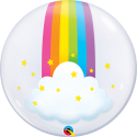 Balon bubble 61cm Tęczowe chmury na hel  bezbarwny - 1