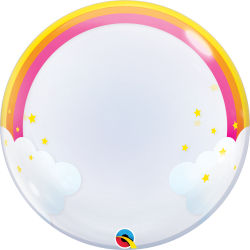 Balon bubble 61cm Tęczowe chmury na hel  bezbarwny - 2