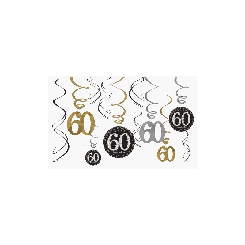 Spirale dekoracje wiszące metaliczne urodziny 60 - 1