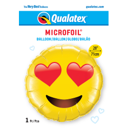 Balon foliowy Uśmiechnięta emotka z sercami duży  - 2
