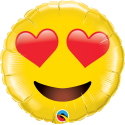 Balon foliowy Uśmiechnięta emotka z sercami duży  - 1