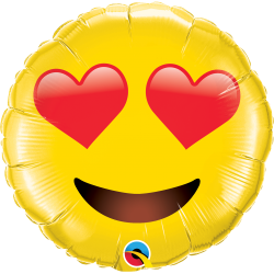 Balon foliowy Uśmiechnięta emotka z sercami duży 