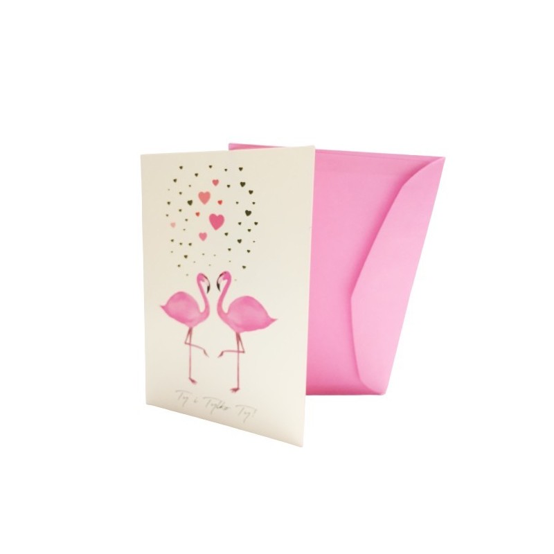 Kartka walentynkowa "Flamingi" - 4
