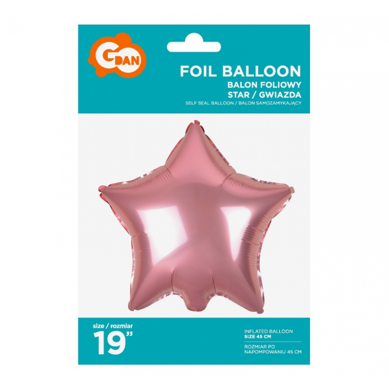 Balon foliowy 19 gwiazdka różowa - 2