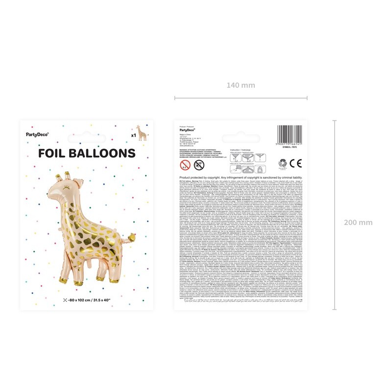 Balon foliowy metaliczny żyrafa zwierzęta safari - 6