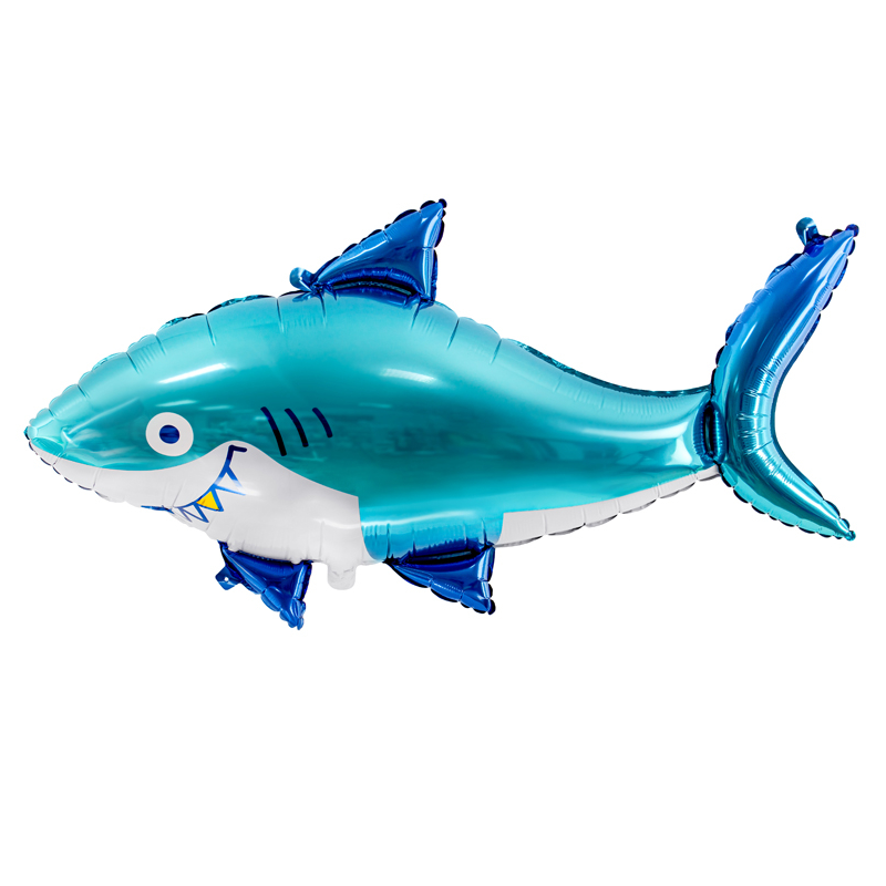 Balon foliowy Rekin ryba niebieski na hel 92x48cm - 1