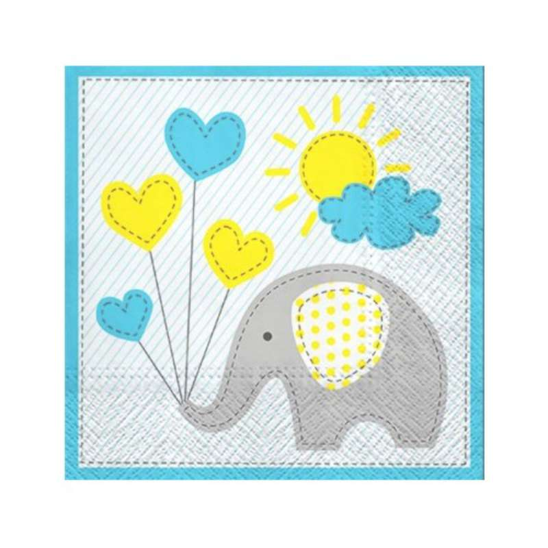Serwetka Cute Elephant niebieska 33x33cm 20szt - 1