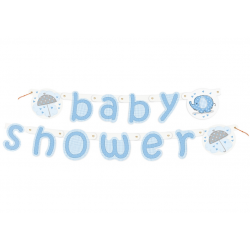 Baner girlanda niebieska na baby shower chłopca