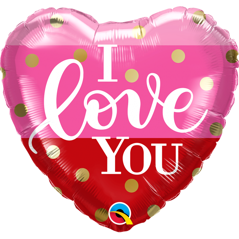 Balon"I love You" złote kropki 18 - 1