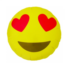 Balon foliowy emoji serca emotka żółty ozdobny hel