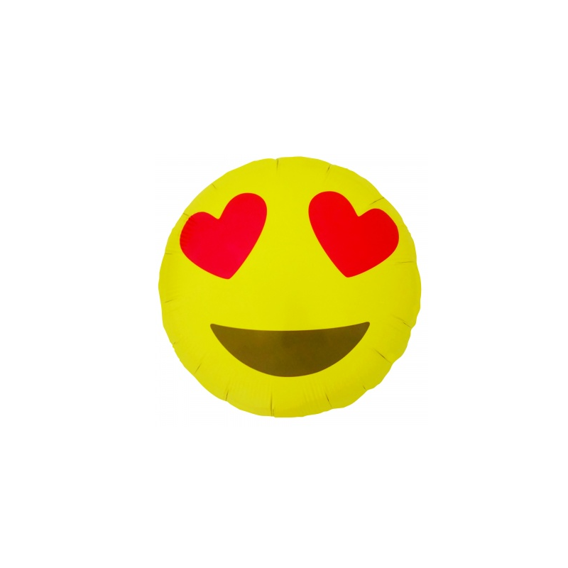 Balon foliowy emoji serca emotka żółty ozdobny hel - 1