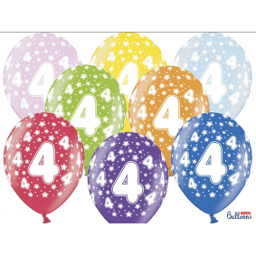 Balony lateksowe urodzinowe z nadrukiem cyfra 4 x6 - 1