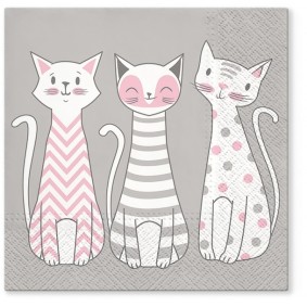 Serwetki papierowe jednorazowe ozdobne koty x20 - 1