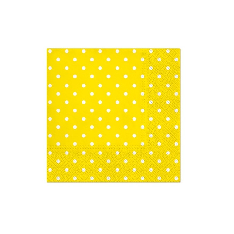 Serwetki papierowe jednorazowe żółte w kropki 25x25cm 20szt - 1