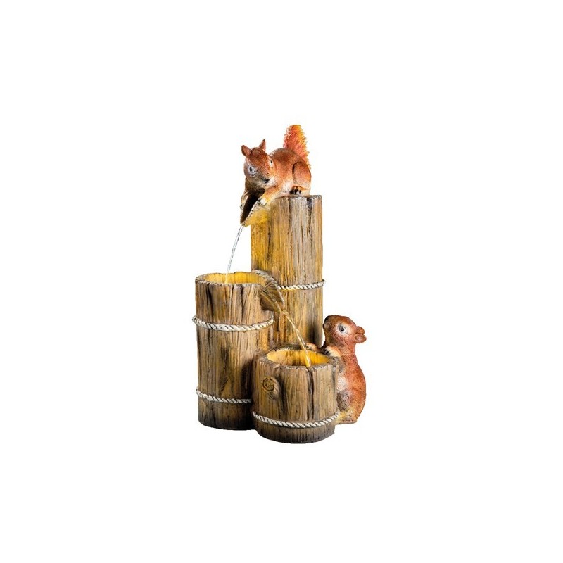 Fontanna led drewniane beczki wiewiórki ogrodowa - 1