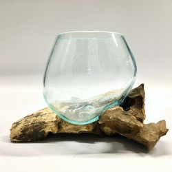Szeroki wazon szkło na korzeniu naturalna ozdoba - 2
