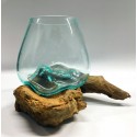 Szeroki wazon szkło na korzeniu naturalna ozdoba - 5