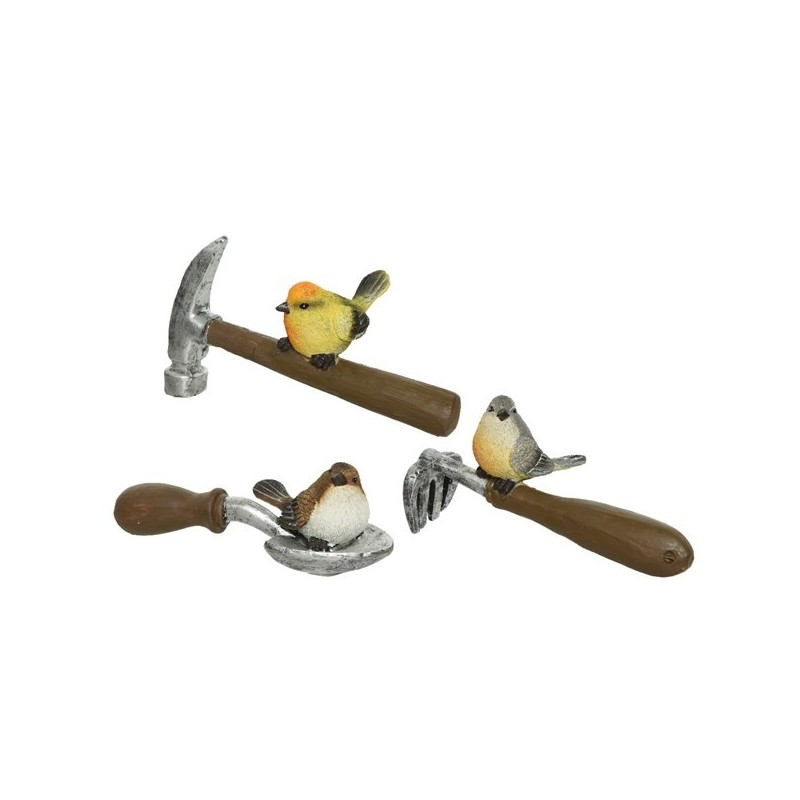 Ozdobne narzędzia ogrodowe z ptaszkiem dekoracja - 1