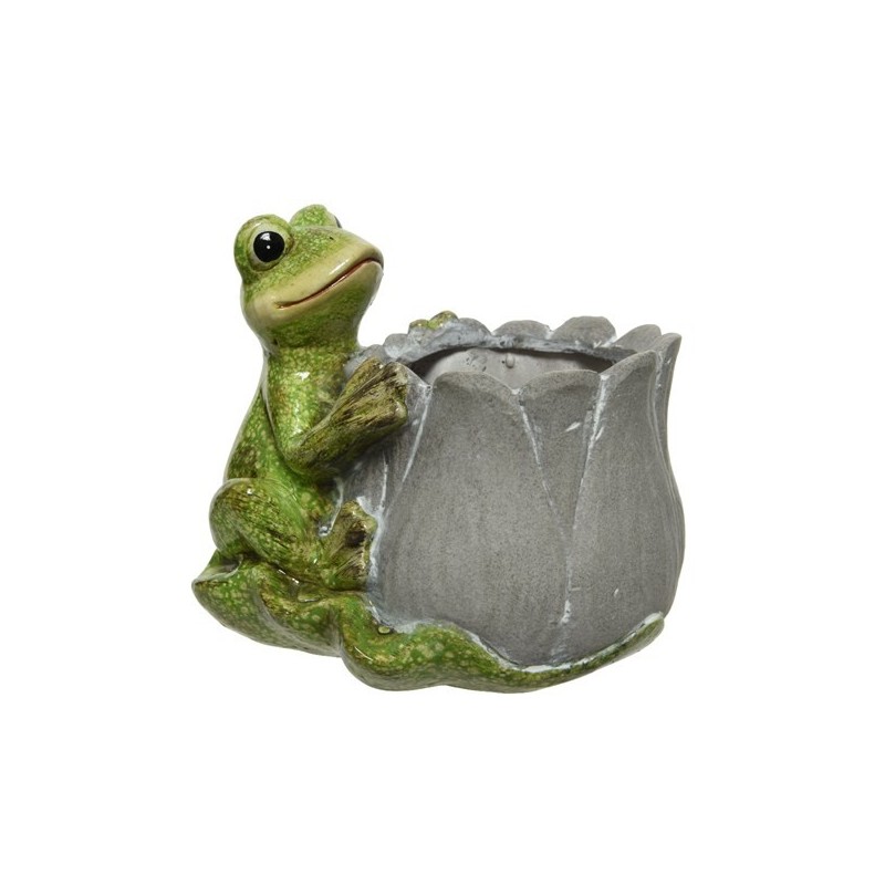Żaba zielona siedząca z donicą - 1