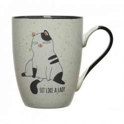 Śmieszny kubek do kawy 
z nadrukiem kot porcelana - 3