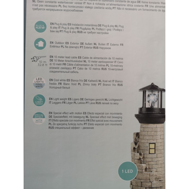 Fontanna latarnia z podświetleniem led 22x65cm - 7