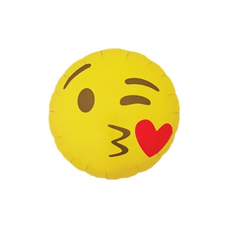 Balon foliowy emoji buziak zółty serce ozdobny 45 - 1
