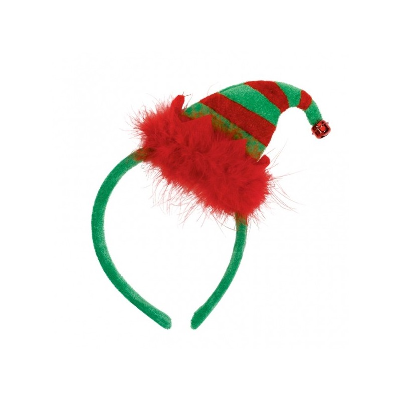 Opaska świąteczna na głowę z czapeczką Elfa - 1