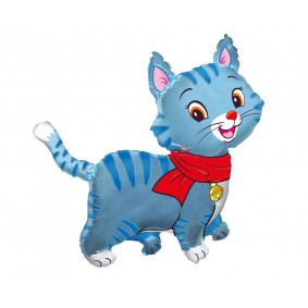Balon foliowy na hel kot niebieski uroczy duży - 1