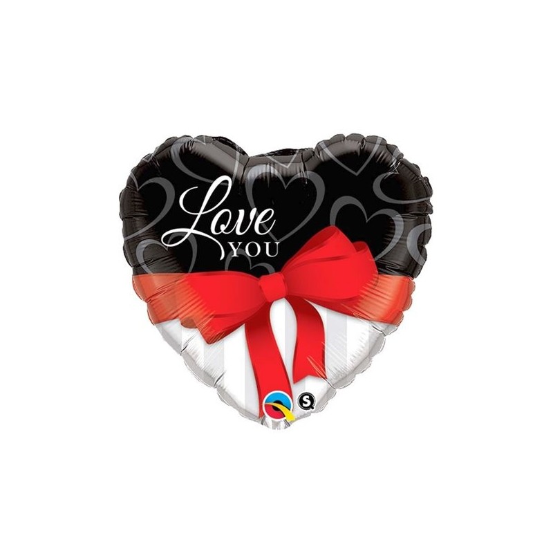 Balon foliowy 18 serce ze wstążką Love you - 1