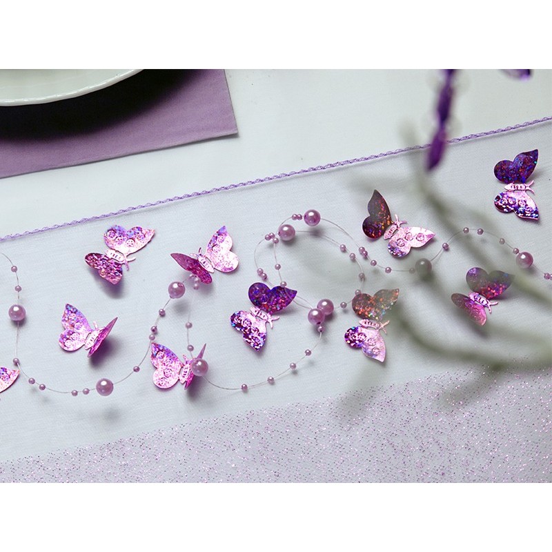 Konfetti hologarficzne motyle jasny różowy na stół - 4