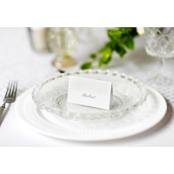 Wizytówki na stół ślubny weselny ornament biały  - 3