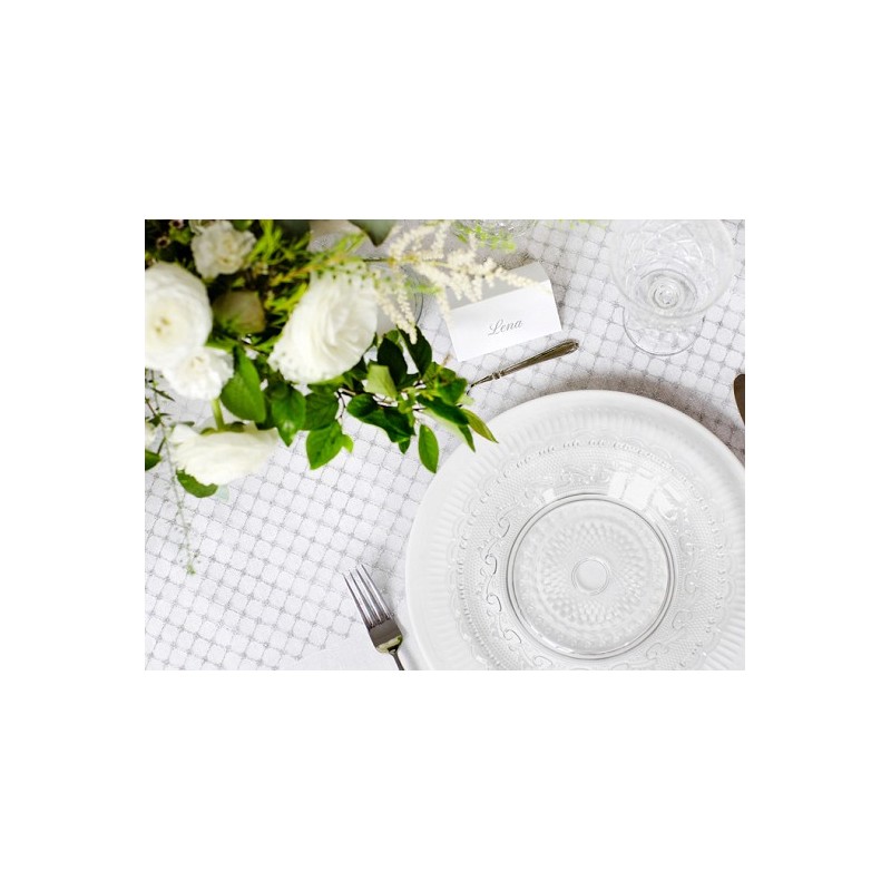 Wizytówki na stół ślubny weselny ornament biały  - 4