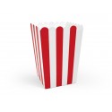 Papierowe pudełka na popcorn białe czerwone paski - 1