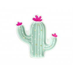 Talerze papierowe Kaktus dekoracja pastelowe - 1