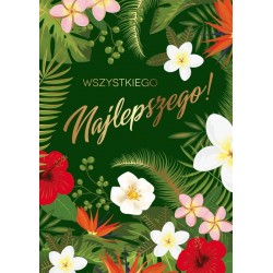 Kartka okolicznościowa z kopertą zielona w kwiaty