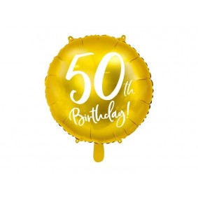 Balon foliowy 50 urodziny dekoracja ozdoba złota - 1