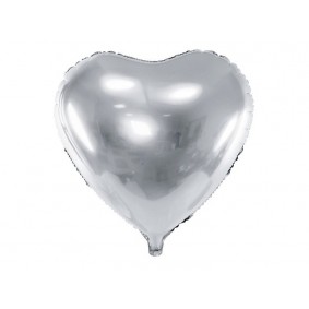 Balon foliowy metaliczny 45cm serce srebrny - 1