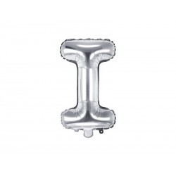 Balon foliowy w kształcie litery litera I srebrna - 1