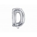 Balon foliowy w kształcie litery litera D srebrna - 1
