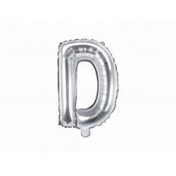 Balon foliowy w kształcie litery litera D srebrna