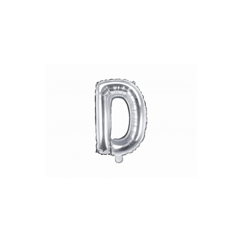 Balon foliowy w kształcie litery litera D srebrna - 1