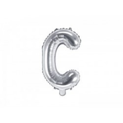 Balon foliowy w kształcie litery litera C srebrna