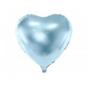 Balon foliowy metaliczny 45cm serce błękitny - 1