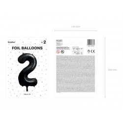Balon foliowy cyfra 2 czarny urodziny dekoracja - 4