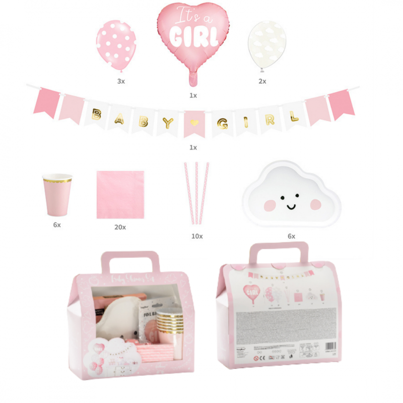 Zestaw dekoracji It's a girl różowy baby shower - 3