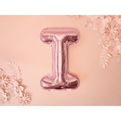 Balon foliowy różowe złoto kształcie litery I - 2