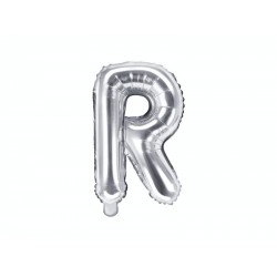 Balon foliowy w kształcie litery litera R srebrna